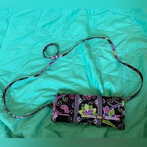 Vera Bradley Crossbody Trifold Wallet Purple Punch